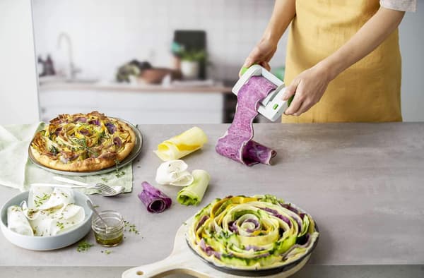 Veggie Sheet Slicer is an innovative fruit and vegetable slicer that you can use to create thin slices.