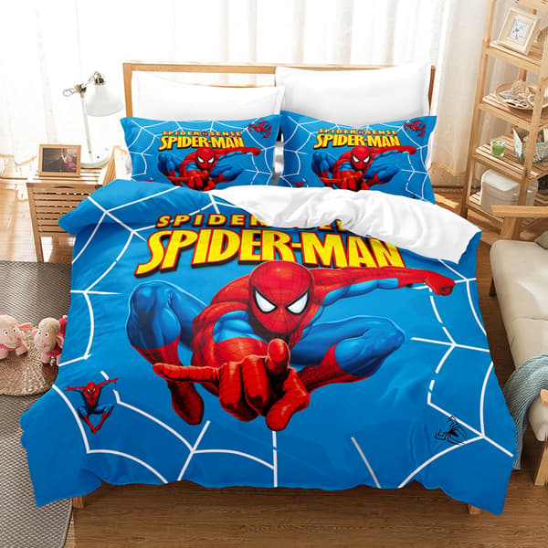 Digitaltrykt Spiderman Sengetøy Tre-delt Sett Gutter Marvel Grenseoverskridende 3D Sengetøy N-FY-