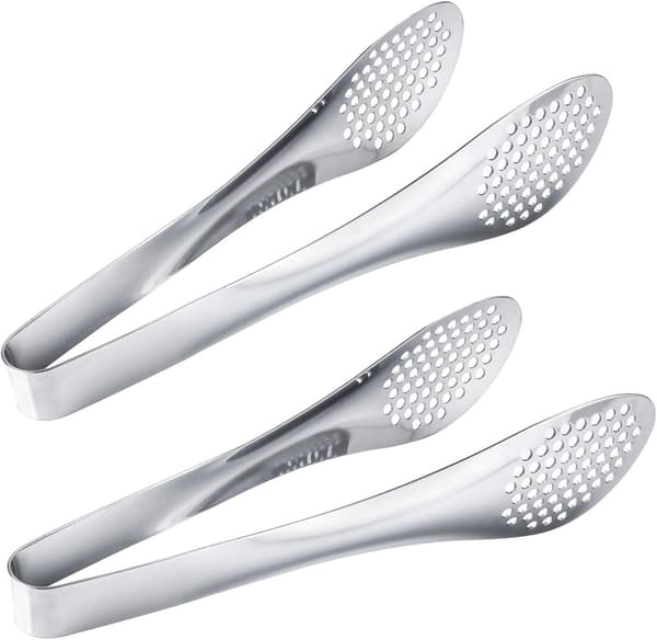 Sæt med 2 madpincetter i rustfrit stål 9 \" Buffet Flip Flops Sølv