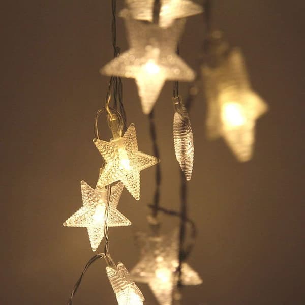 Star-shaped string lights with 6M 40 LED decorative lighting for anywhere (Warm White)