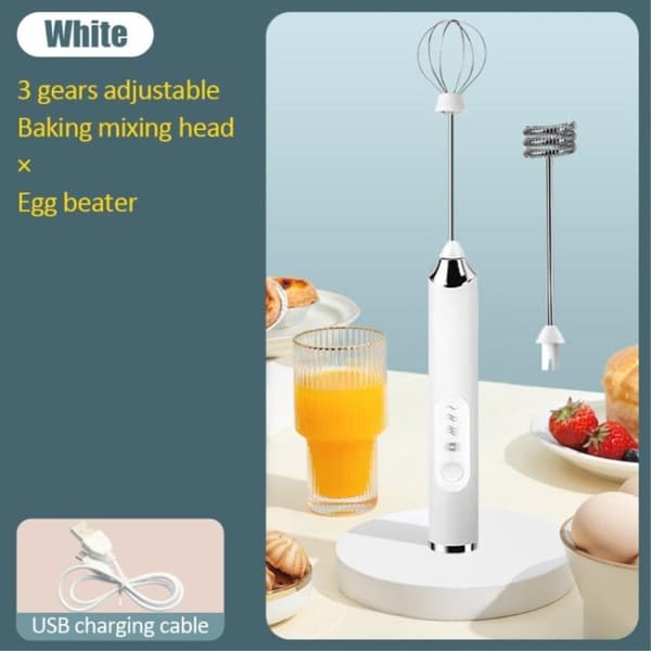 Milk Frother Automatic Milk Foam Egg Whisk Rechargeable White Vit white
