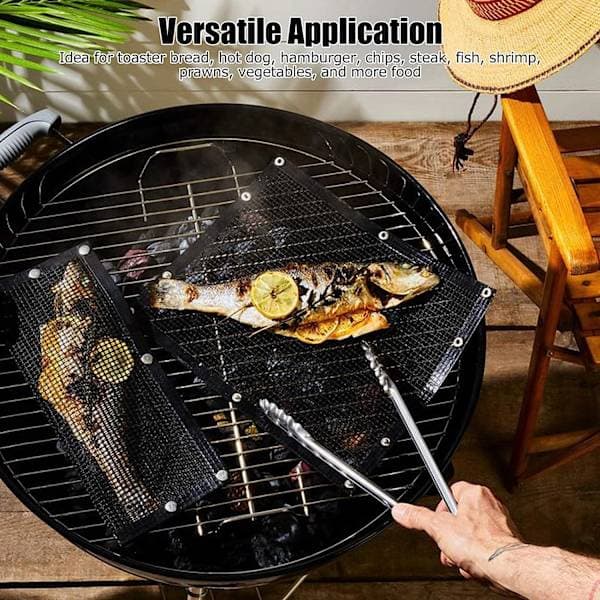 BBQ grillpåsar, återanvändbara grillpåsar för utomhusmatlagning för kött, fisk, grönsaker, 27x22cm