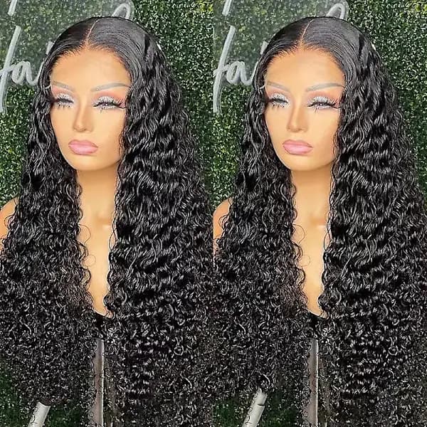 Deep wave closure-peruk spetsfrontperuker 28 tum