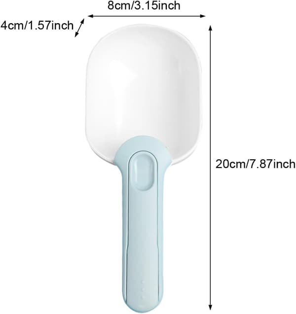 Skopa set (2-pack), husdjursskopa, multifunktionell sked, 100g husdjursfoder mätsked, mjölskopa, kompostskopa (vit+blå)