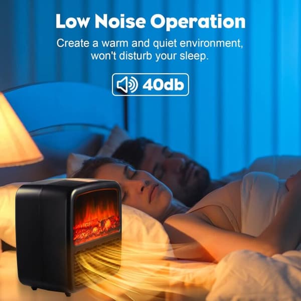 Portable Mini Ceramic PTC Heater with Thermostat, Safety Tip-Over Switch Design, Black - Compatible with AIPERQ