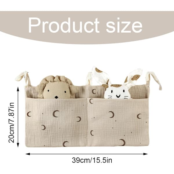 1 pc Diaper Organizer 2-in-1 Crib Organizer with 2 Pockets, Compatible Storage for Clothes, Diapers, Toys (39*20cm)