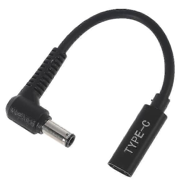 USB C hunn til DC 6.0x0.6mm strømforlengelseskabel for bærbar PC, svart