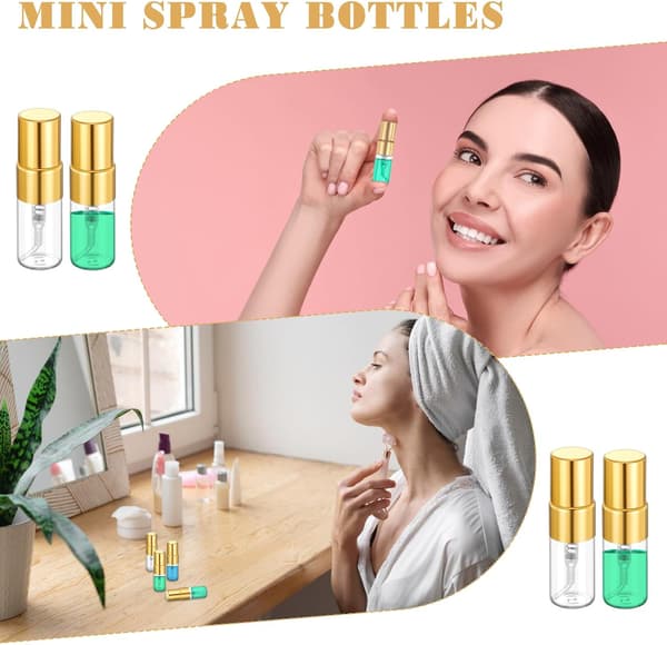50 st 2 ml sprayflaska i glas för resor (guld)