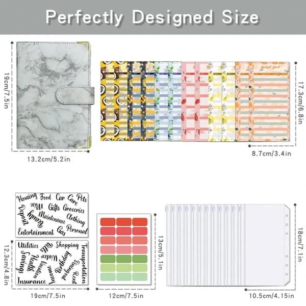 Household Book A6 Budget Planner Envelope Method, Money Organizer Savings Books with Budget Planner, Labels (White)