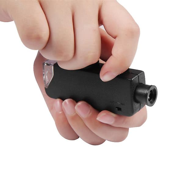 Fickmikroskop 60-100X Zoom Bärbar Zoom LED-belyst Lupp Mini Optisk Förstoringsglas för Observation