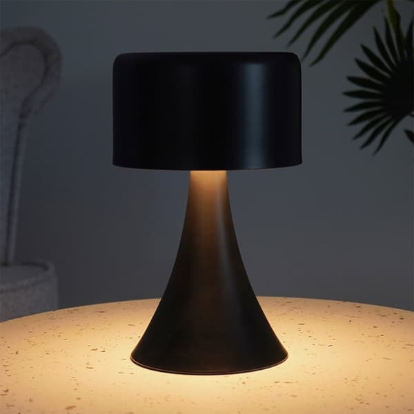 Trådløs sort bordlampe med 8 LED til hjem og kontor