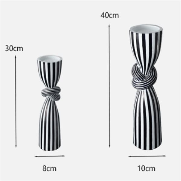Black and White Striped Twisted Candlestick, Table Decoration - A