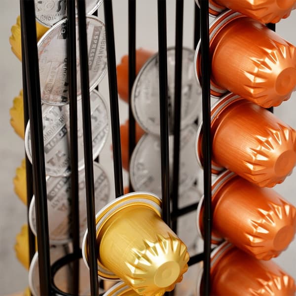 Nespresso-kahvikapseliteline metallimusta 30 cm