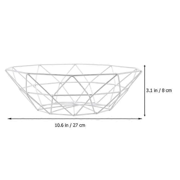 Iron Art Basket Snacks Food Basket Fruit Vegetable Storage Container Multifunctional Drain Basket Storage Tray For Home Kitchen (White Size S)