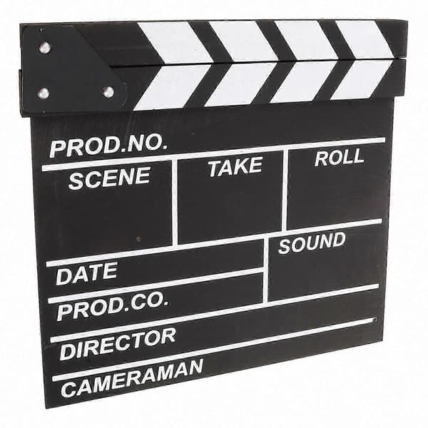 Sort træfilmklapper til filmklipningsscene