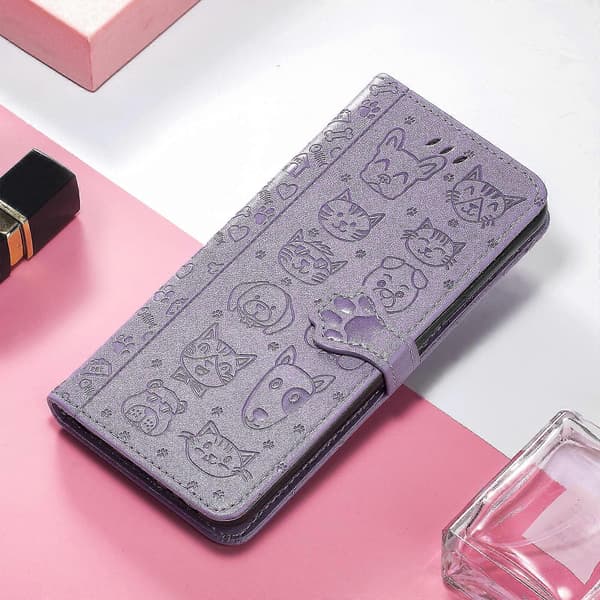 Etui til Samsung Galaxy A02s med foldbart mønster - Lilla SZJG240313