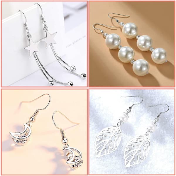 925 Silver Earring Hooks for Jewelry Making, Hypoallergenic Earring Hook Accessories, 100 Earring Hooks, 150 Ear Plugs, SQBB-FX-