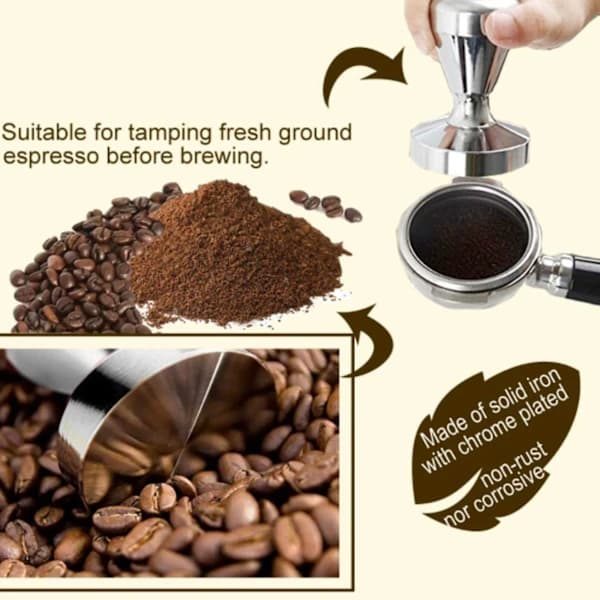 Kaffetamper i rustfritt stål, Barista Espresso Tamper 49mm, Kaffebønne-press