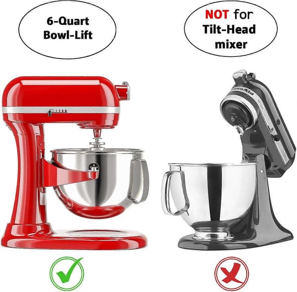 6 Quart Kitchen Aid Mixer Tilbehør, Flex Edge Piskeris med skraber til 6 QT Skålløft Kitchen Aid Køkkenmaskine