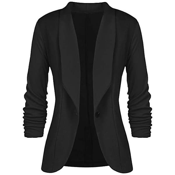 Kavaj med jerseykrage, lång ärm, slim fit, dammode, kort kavaj