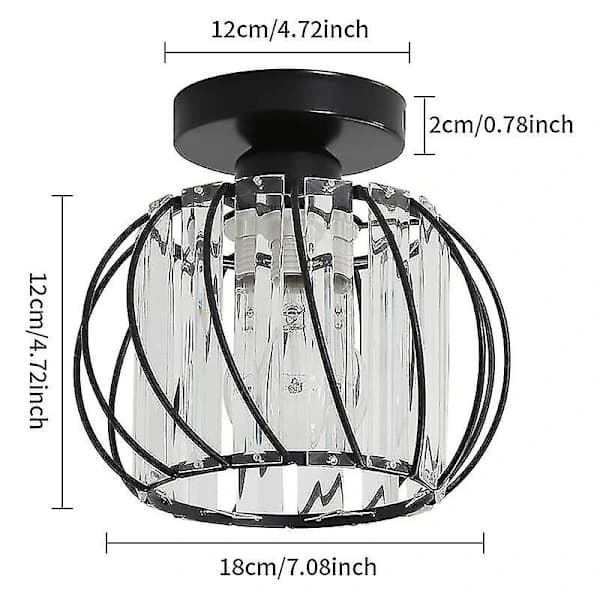 Modern Crystal Ceiling Lamp E27 LED Ceiling Light Mini Crystal Chandelier For Kitchen Dining Room Bedroom Hallway Entrance (black)[CO]