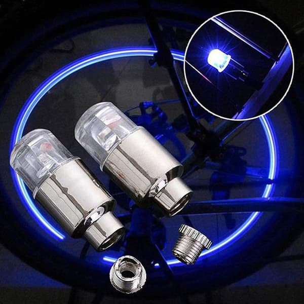 (Blå) 4-pack cykel- och motorcykelhjulsljusventil dammskydd bil LED