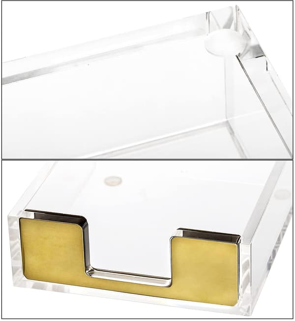 2-pak Akryl Notesblokholder, Moderne Klar Notesblokholder Dispenser Memoholder Stativ Terning Skrivebord