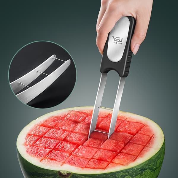 Watermelon Slicer & Divider in Stainless Steel, Creative Reusable Cutter Fruit Tool Kitchen Utensil