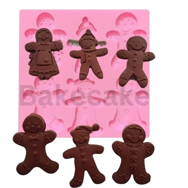 Pepperkakeform Silikonform, Julete Pepperkakefamilie Silikonform - Bakecake Rosa pink