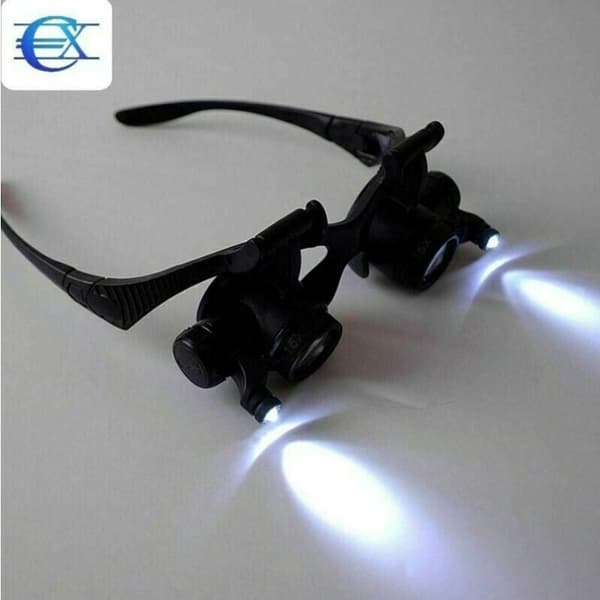 Headband Magnifier Headlamp Magnifying Glasses LED Lighting 10x, 15x, 20x and 25x Magnifications