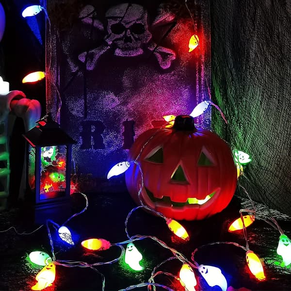 LED-lyslenker 3M 20-lys Fargelysende spøkelse til Halloween-dekorasjon (Batteriversjon)