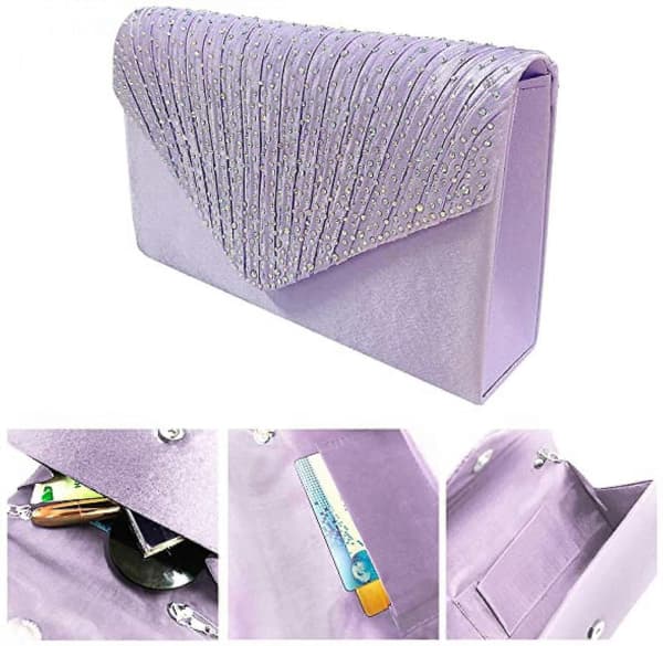 AVEKI Dame Aften Tasker Bryllupstaske Håndtaske, Violet