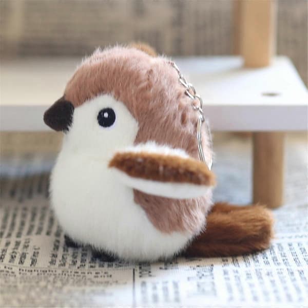 Sparrow Toy Doll Keychain Plush Toy Backpack Decoration Birthday Gift-FY-