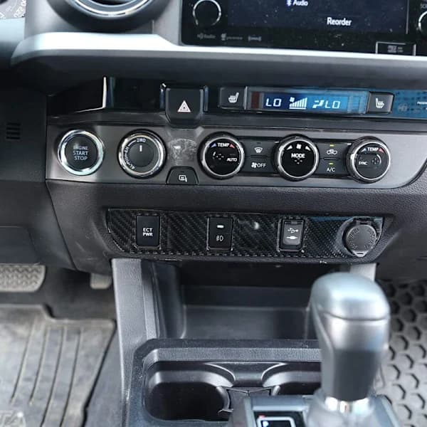 Decorative Carbon Fiber Stickers for Center Console Button Panel, Fits Cars 2015-2020