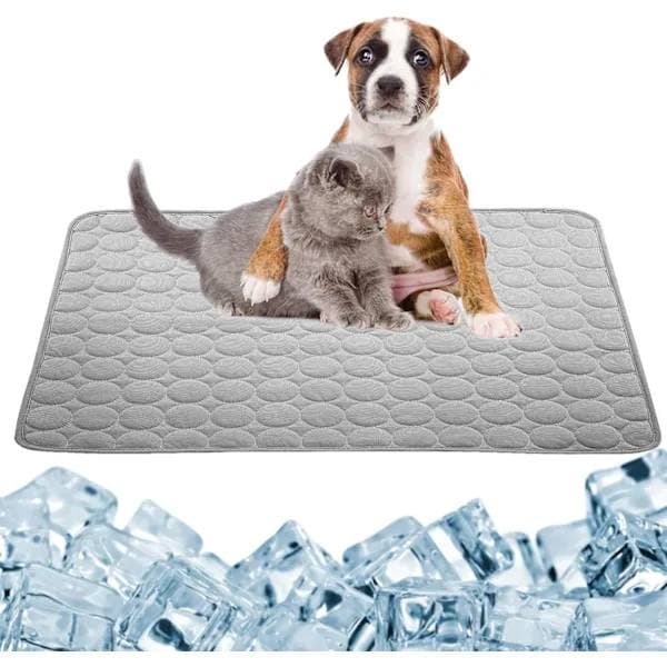 Kølemåtte til hunde og katte, kølemåtte til kæledyr, køleplade, der køler, kølemåtte til katte og små hunde - selvkølende, blå/grå 40*30CM