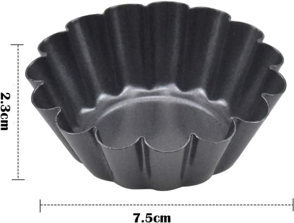 14-pack äggtartsformar, non-stick tartsformar, återanvändbara muffinsformar, mini tartsformar i kolstål för pudding, bakning, muffins (7,5 X 2,3 CM)