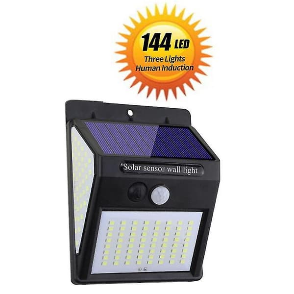 144 LED-solcellelampe Solcelledrevet med Bevægelsessensor Solcellelampe