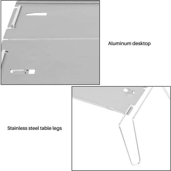 Udendørs foldbart campingbord i aluminiumslegering, bærbart minibord, grillbord, supercampingbord, sølv