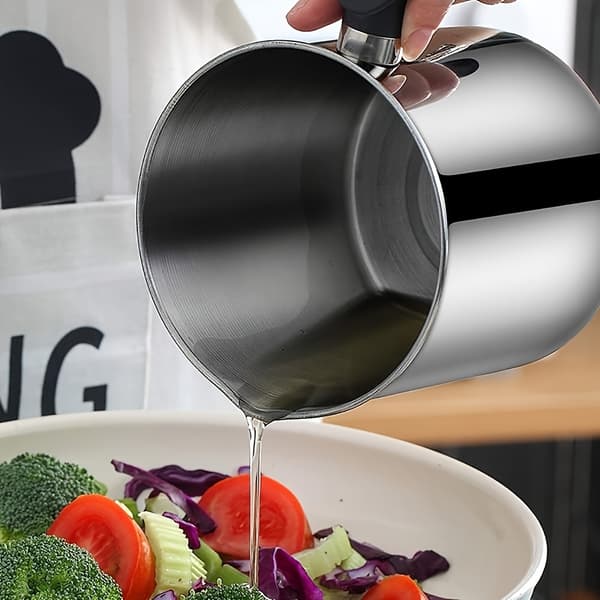 Stainless Steel Grease Container with Strainer and Pour Handle for Kitchen Oil Storage Silvery Silvery