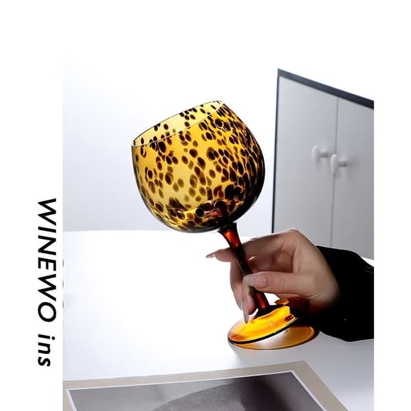 Vintage Leopardmønstrede Vinglas Elegante Høje Glas Holdbart Glas Hjemmefester 2 stk 2pcs