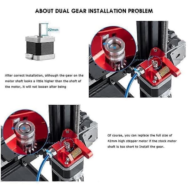 Dual Gear Extruder, Compatible with Creality CR10 -10 Pro -10S Aluminum Drive, for 3D Printer