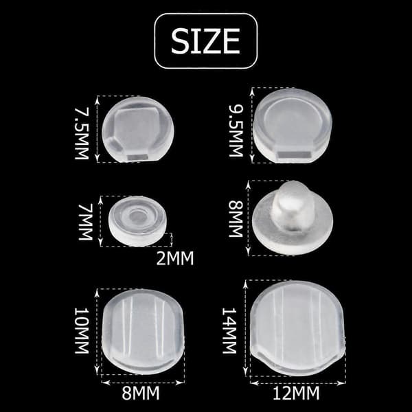 Øredobbputer, 60 stk. 6 størrelser Komfort Silikon øredobbputer for clip-on øredobber