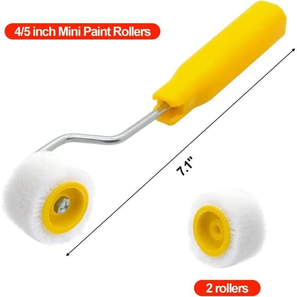 Mini 1.2 cm Paint Rollers Compatible with Edge or Corner Touch-ups. Small Wool Brushes. Small Paint Tool Set (1 Brush + 3 Rollers)[LD]