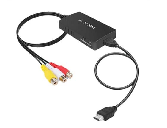 1 Svart RCA til HDMI-adapter, AV til HDMI-omformer, RCA-inngang, Vid