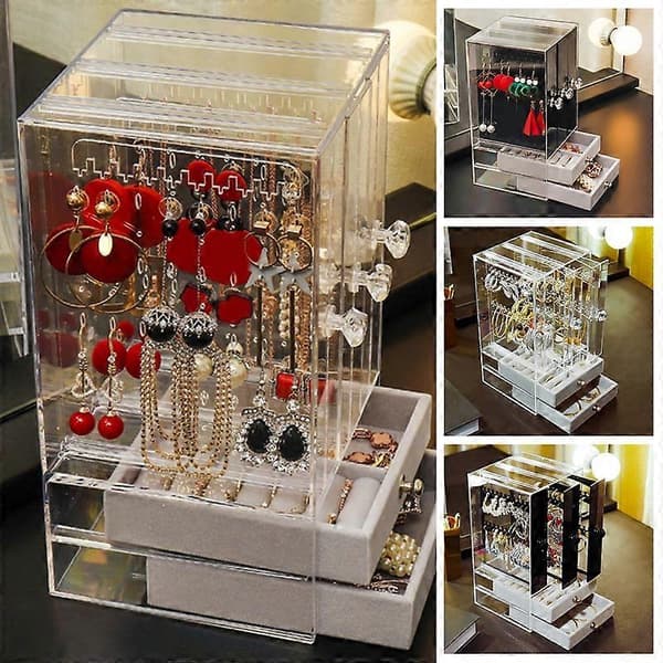 Large Earring Storage Organizer Multifunctional PS Larger Drawers Jewelry Display Box for Bracelets A A
