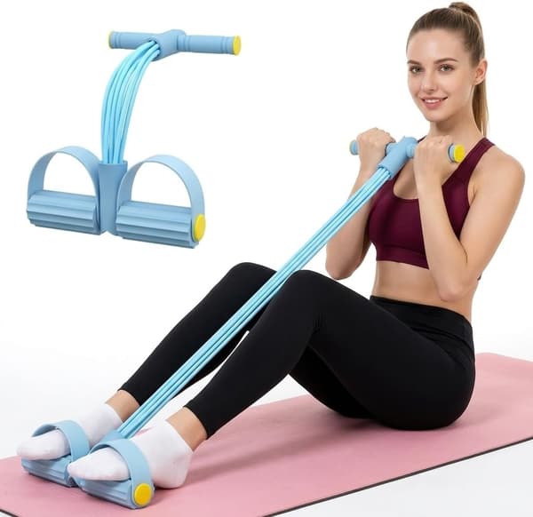Yoga-Pedal-Modstandsbånd, 8-rørs modstandsbånd, til mave, arm, ben, Pilates (blå)