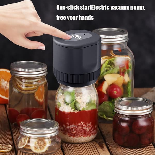 TrueBright Elektrisk Vakuumforsegler for Mason Jars med Bred og Vanlig Munn