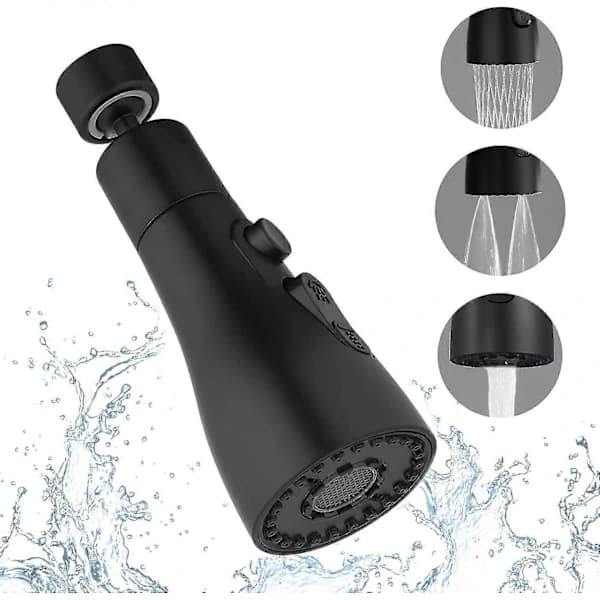Kitchen Shower Head Black, 3 Modes Nozzle for Kitchen Faucet, Kitchen Shower, Kitchen Faucet Shower Head, Faucet Extender