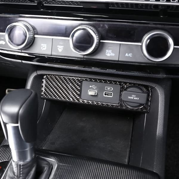 For 11th 2022 Fiber Car USB Charging Switch Button Panel Frame Trim Interior Sticker Accessories