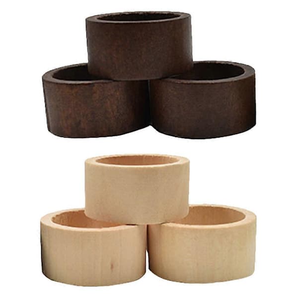Boho servietringe Træ serviettholder Rustik stil Naturtræ 6 stk Boligindretning Bryllupsfest